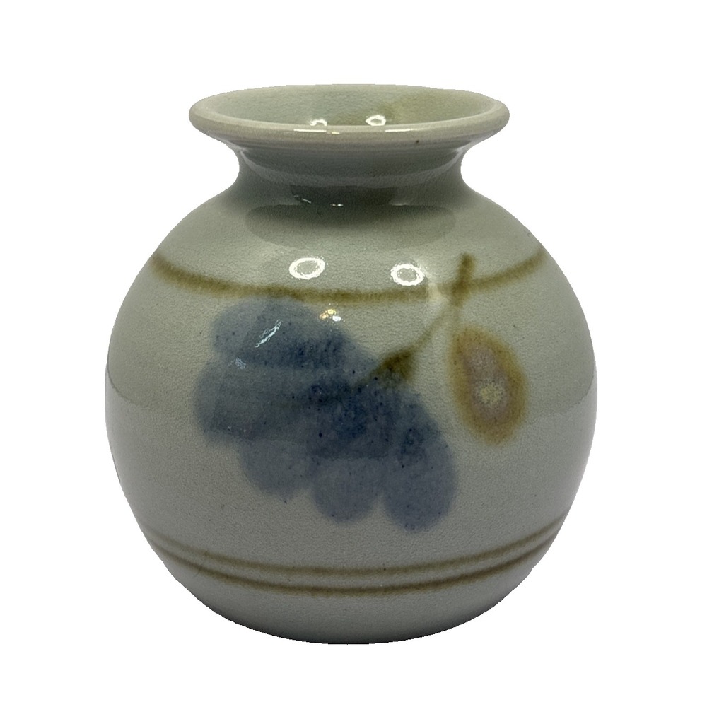 Highland Stoneware Scotland Bud Vase Floral 3.25" Hand Painted Pottery